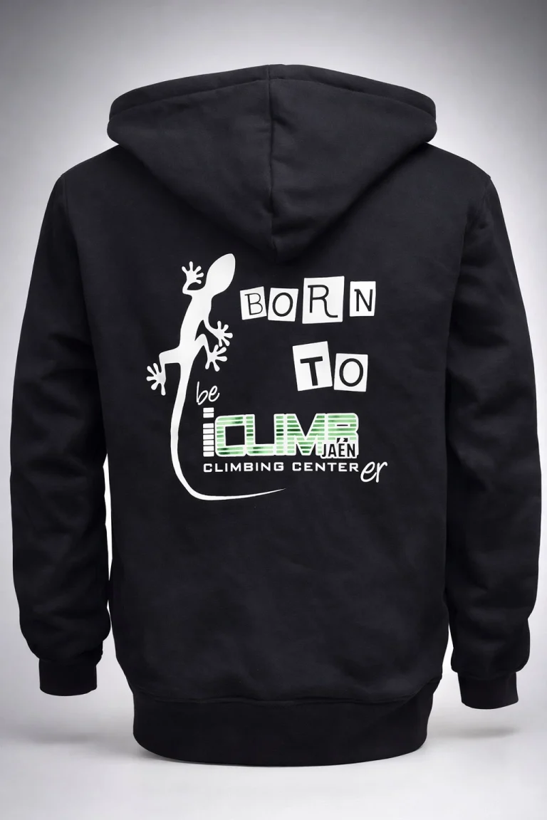 Sudadera personalizada serigrafiada para centro de escalada